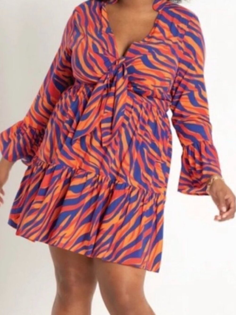 Eloquii 16 Tie-Front Mini Party Dress